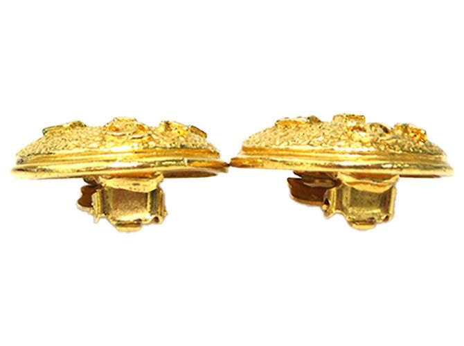Gold Chanel vergoldete Logo runde Clip-On Ohrringe Golden - Ansicht 5