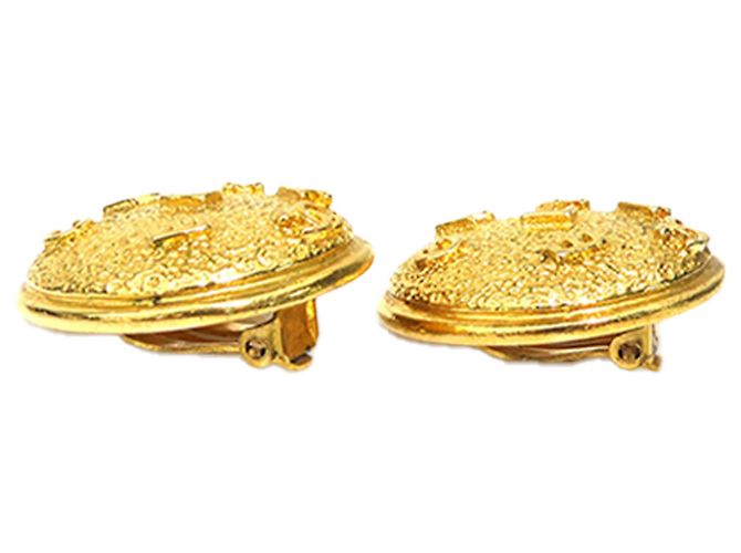 Gold Chanel vergoldete Logo runde Clip-On Ohrringe Golden - Ansicht 6
