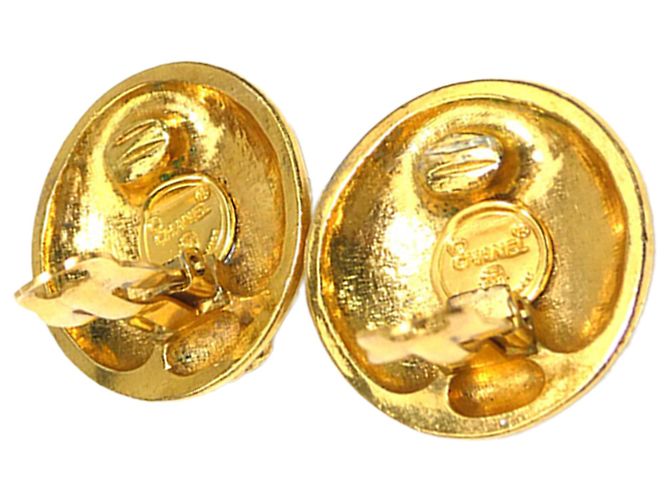 Gold Chanel vergoldete Logo runde Clip-On Ohrringe Golden - Ansicht 7