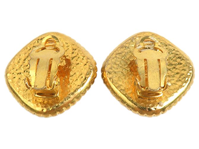 Orecchini a clip quadrati placcati oro Chanel CC Gold D'oro - vista 3