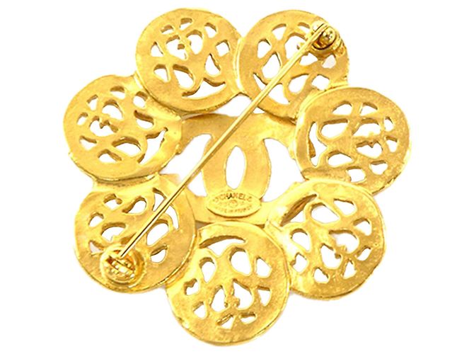 Gold Chanel CC vergoldete Blumenbrosche Golden - Ansicht 4