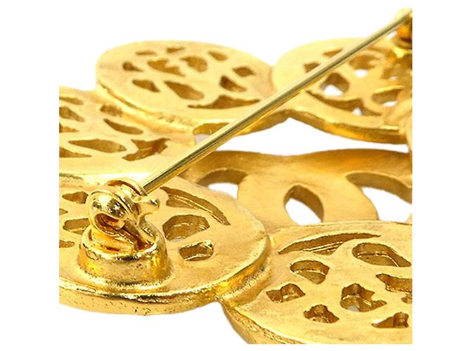 Gold Chanel CC vergoldete Blumenbrosche Golden - Ansicht 6