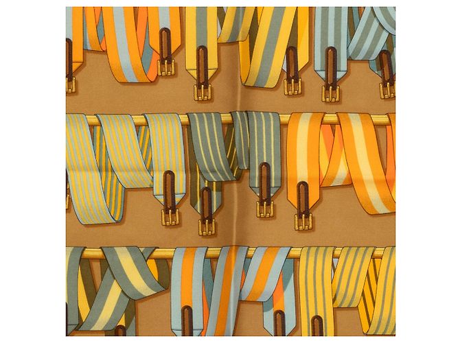 Mouchoir Hermès Les Sangles Jaune - vue 2