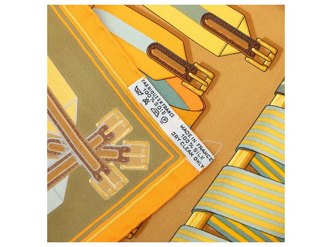 Mouchoir Hermès Les Sangles Jaune - vue 5