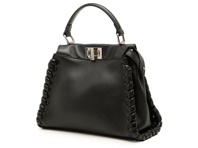 Fendi Peekaboo Iconic Mini Lederhandtasche schwarz mit Schnürung - Ansicht 2