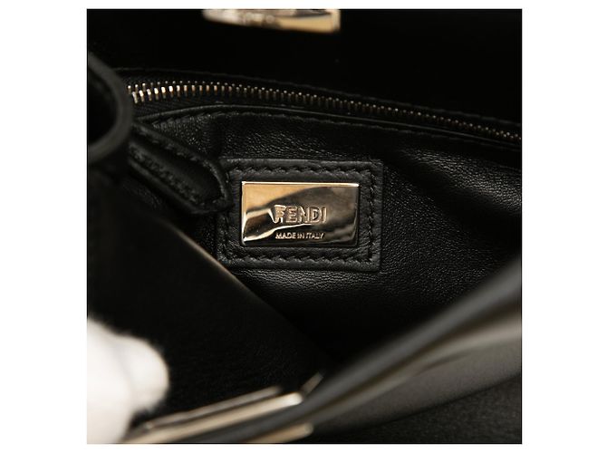 Fendi Peekaboo Iconic Mini Lederhandtasche schwarz mit Schnürung - Ansicht 5
