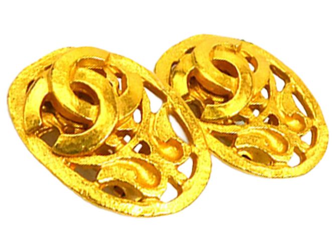 Orecchini a clip ovali placcati oro Chanel CC Gold D'oro - vista 2