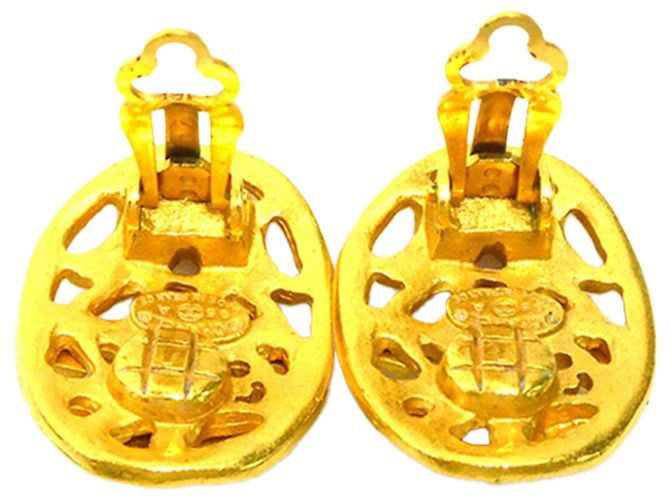 Orecchini a clip ovali placcati oro Chanel CC Gold D'oro - vista 4