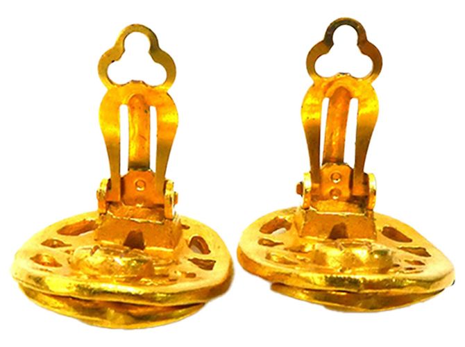 Orecchini a clip ovali placcati oro Chanel CC Gold D'oro - vista 6