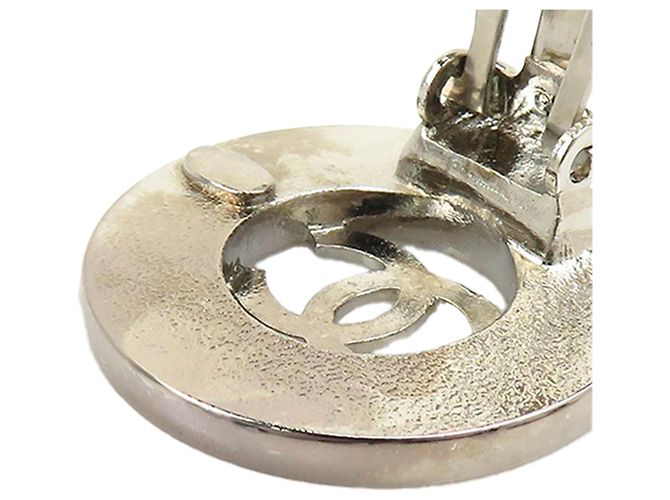 Silberne Chanel CC runde Clip-On-Ohrringe aus Messing - Ansicht 11