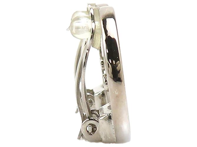 Silberne Chanel CC runde Clip-On-Ohrringe aus Messing - Ansicht 7