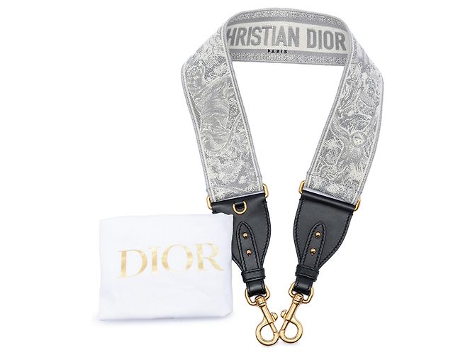 Dior Gurt aus besticktem Toile de Jouy Canvas in Grau - Ansicht 6