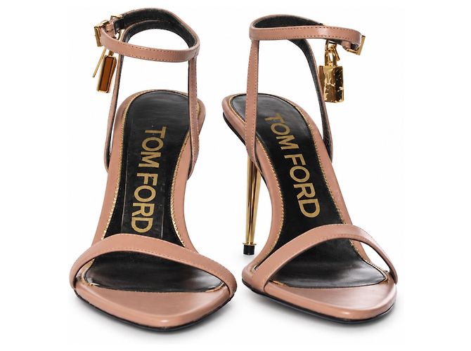 Tom Ford, Nude leather padlock sandals - view 3