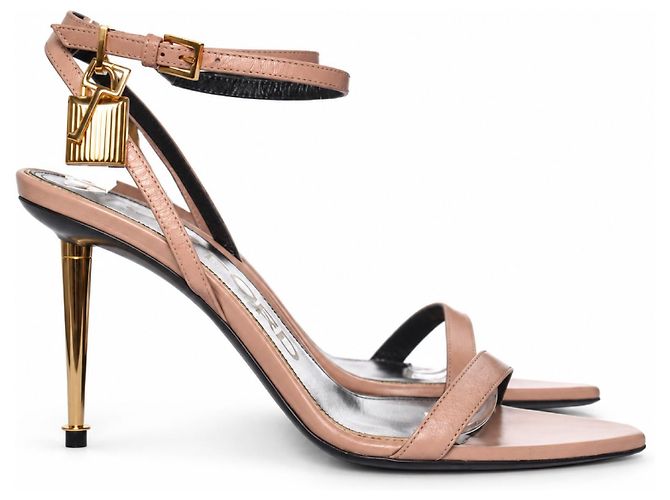 Tom Ford, Nude leather padlock sandals - view 4