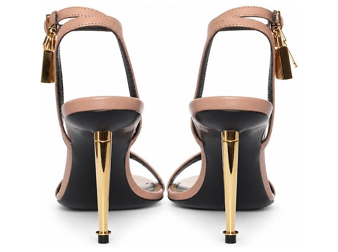 Tom Ford, Nude leather padlock sandals - view 5