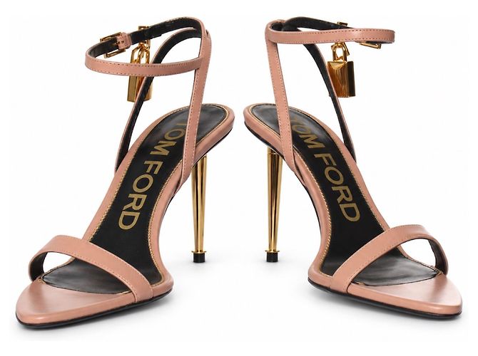 Tom Ford, Nude leather padlock sandals - view 6