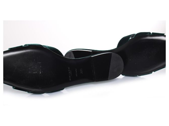 Autre Marque Saint Laurent, sandalo mule in velluto verde smeraldo - vista 8