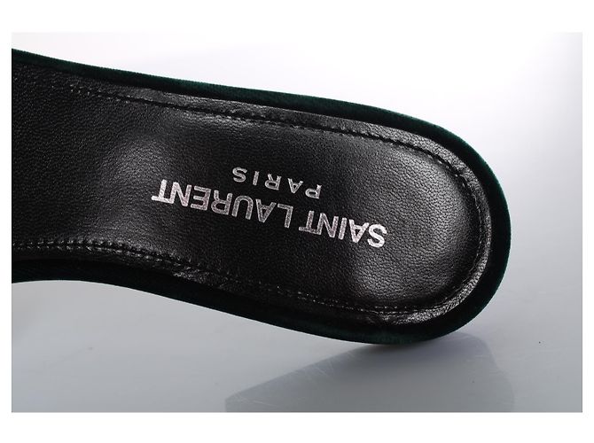 Autre Marque Saint Laurent, sandalo mule in velluto verde smeraldo - vista 9