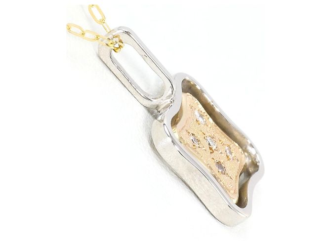 Autre Marque Halskette aus 14K Gold und Platin mit Diamant Golden - Ansicht 2