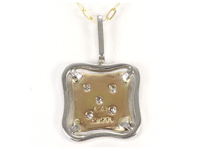 Autre Marque Halskette aus 14K Gold und Platin mit Diamant Golden - Ansicht 3