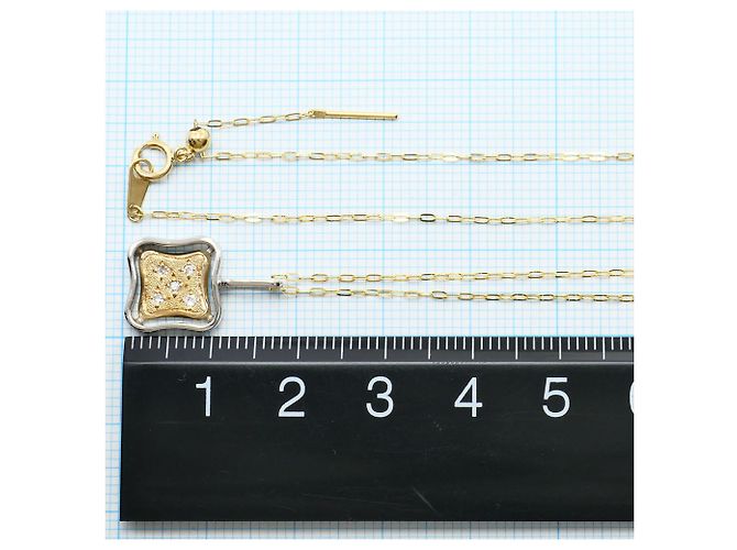 Autre Marque Halskette aus 14K Gold und Platin mit Diamant Golden - Ansicht 4