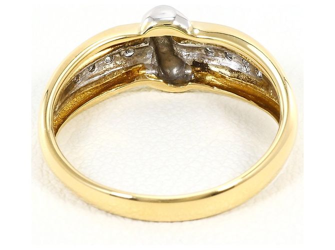 Autre Marque Anello fede in oro giallo 18K e platino con diamante D'oro - vista 3