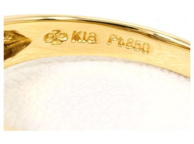 Autre Marque Anello fede in oro giallo 18K e platino con diamante D'oro - vista 4
