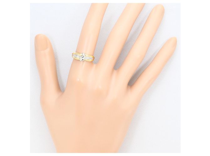 Autre Marque Anello fede in oro giallo 18K e platino con diamante D'oro - vista 6