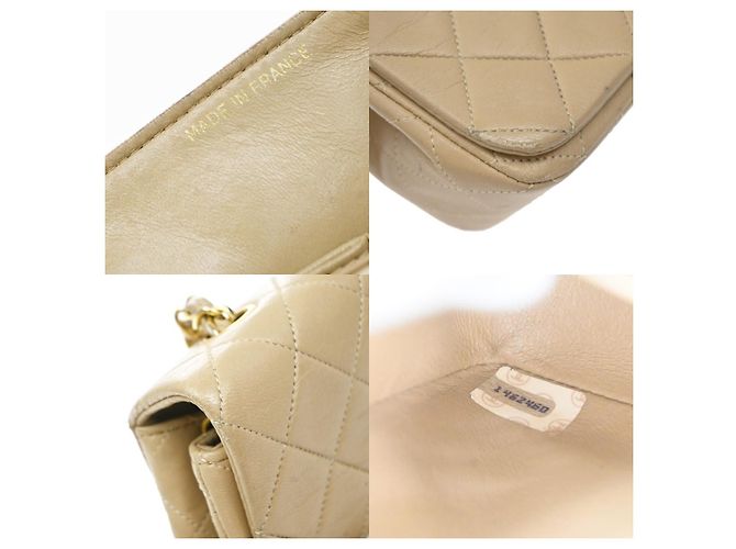 Chanel Vintage Full Flap Quilted Lambskin Medium Beige - vista 6