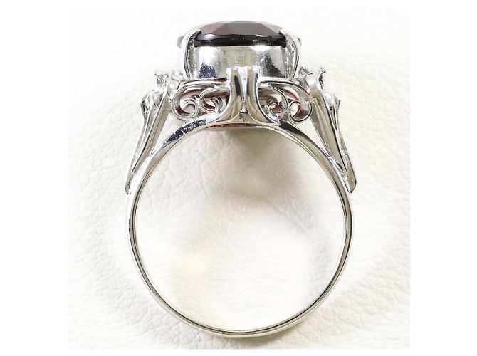 Autre Marque Anello in platino PT900 con granato e diamante - vista 2