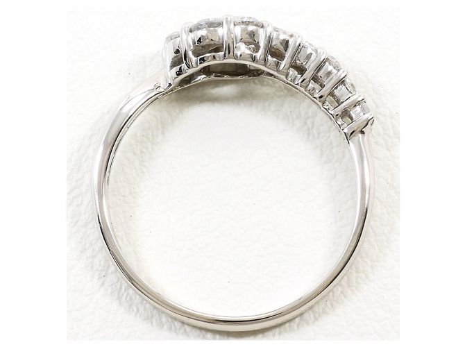 Autre Marque Anel aliança de platina com diamante - vista 2