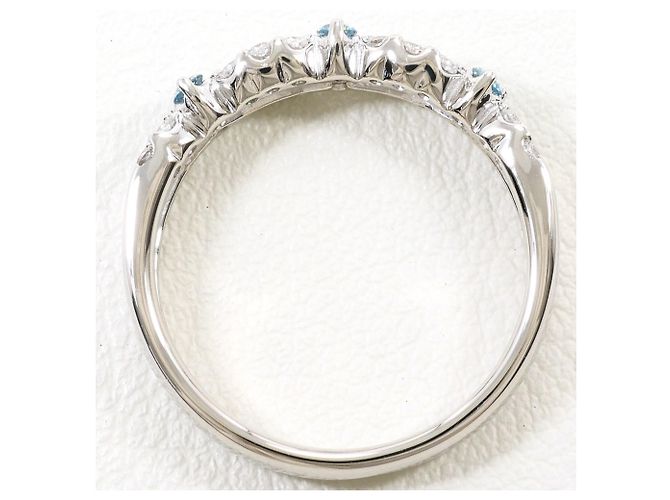 Autre Marque Anillo alianza de platino y diamantes azules - vista 2