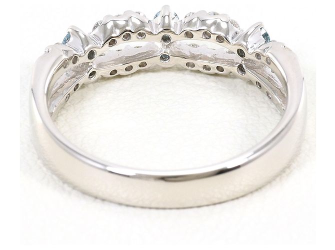 Autre Marque Anillo alianza de platino y diamantes azules - vista 3