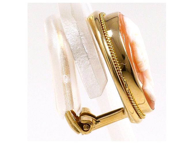 Autre Marque Orecchino a clip in oro giallo 18K con cammeo in conchiglia D'oro - vista 2