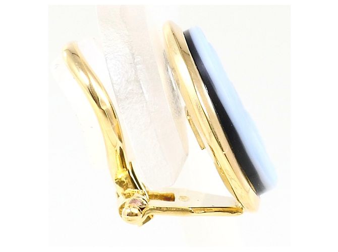 Autre Marque Orecchino a clip in oro giallo 18K con cammeo in pietra D'oro - vista 2