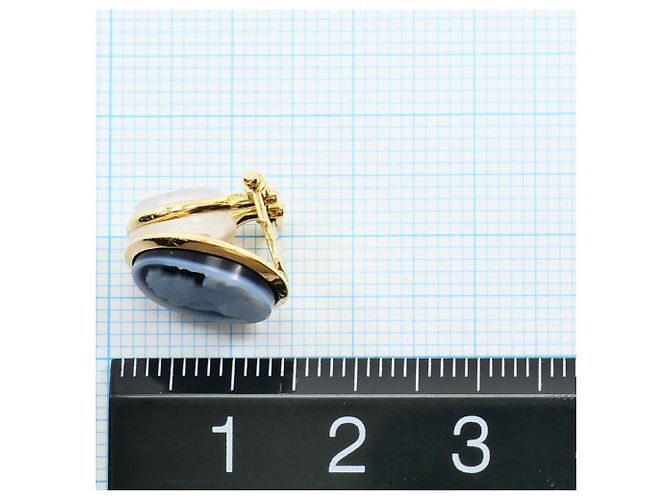 Autre Marque Orecchino a clip in oro giallo 18K con cammeo in pietra D'oro - vista 3