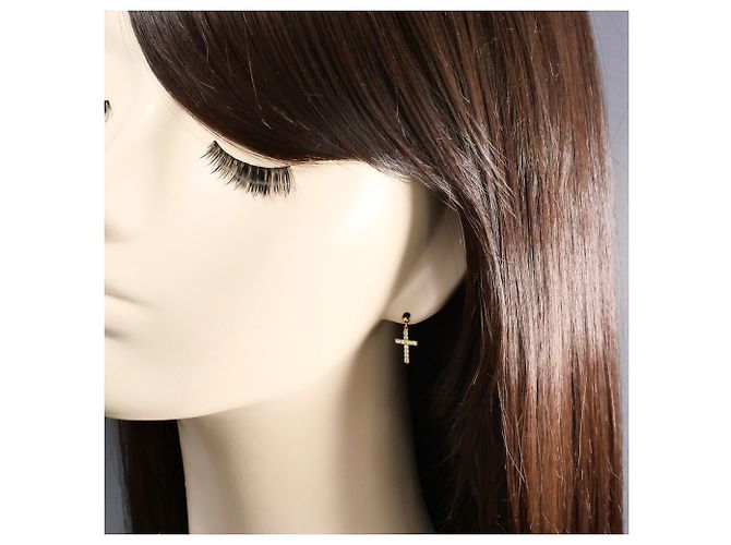 Autre Marque Pendientes colgantes de oro amarillo 18K con diamantes Dorado - vista 4
