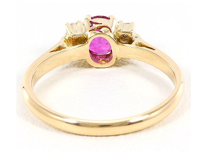 Autre Marque Anello a fascia in oro giallo 14K con rubino e diamante D'oro - vista 3