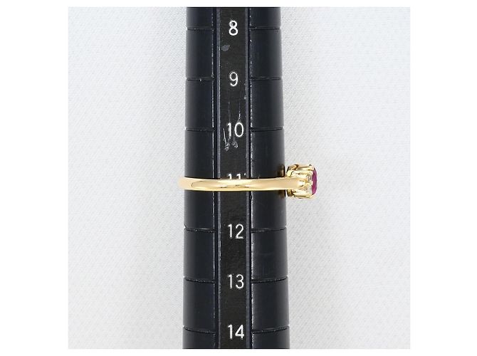 Autre Marque Anello a fascia in oro giallo 14K con rubino e diamante D'oro - vista 6