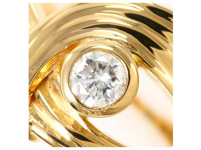 Autre Marque Anello a fascia in oro giallo 18K con diamante D'oro - vista 2
