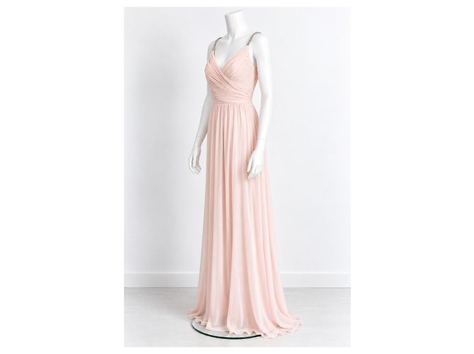 Jenny Packham Bridesmaids Lux Chiffon Maxi-Kleid mit Perlenträgern Pink - Ansicht 2