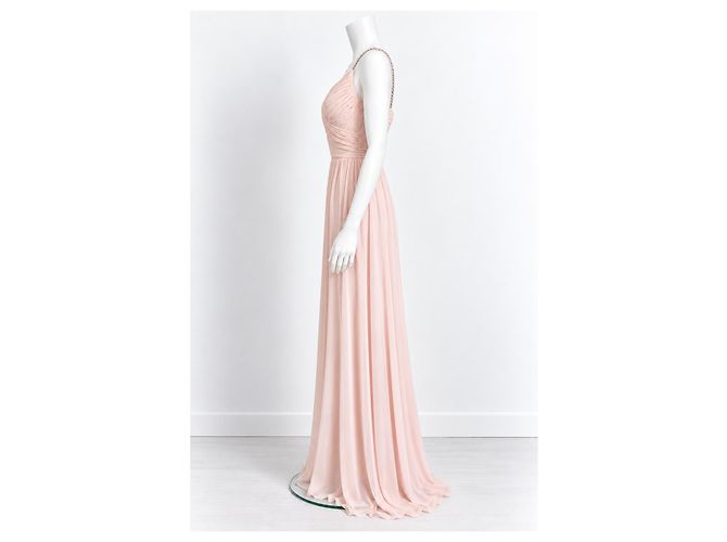 Jenny Packham Bridesmaids Lux Chiffon Maxi-Kleid mit Perlenträgern Pink - Ansicht 3