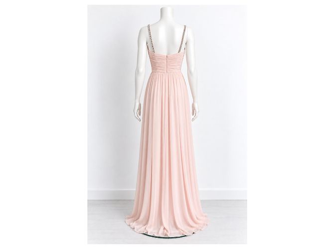 Jenny Packham Bridesmaids Lux Chiffon Maxi-Kleid mit Perlenträgern Pink - Ansicht 4