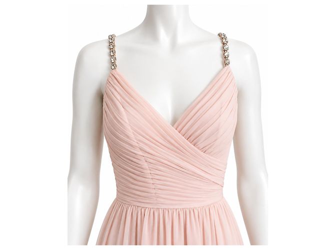 Jenny Packham Bridesmaids Lux Chiffon Maxi-Kleid mit Perlenträgern Pink - Ansicht 5