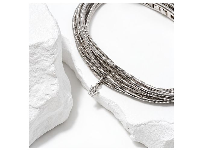 Autre Marque Bracciale Wellendorff Sonnenglanzknoten Oro Bianco 750/18K Corda 41,5 g Full Set - vista 5