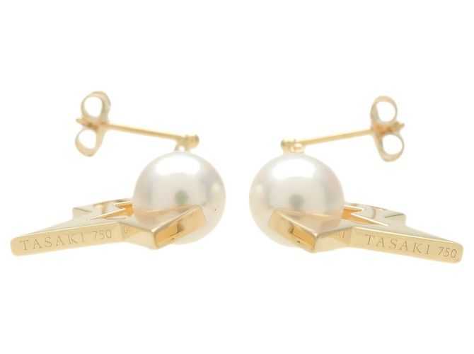 Pendientes de perlas TASAKI Comet Plus K18 K18YG Yellow Gold Dorado - vista 4