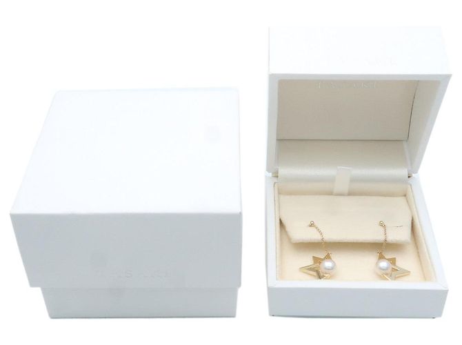 Pendientes de perlas TASAKI Comet Plus K18 K18YG Yellow Gold Dorado - vista 7