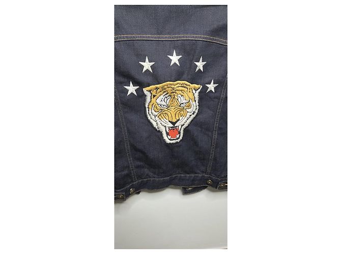 Sandro Jeansjacke mit Tiger-Stickerei Blau Mehrfarben - Ansicht 5