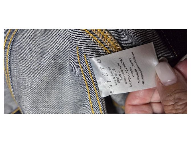 Sandro Jeansjacke mit Tiger-Stickerei Blau Mehrfarben - Ansicht 6