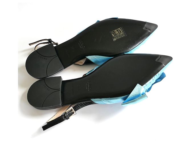 Bow Prada Bailarinas Slingback Azul Metálico - vista 3